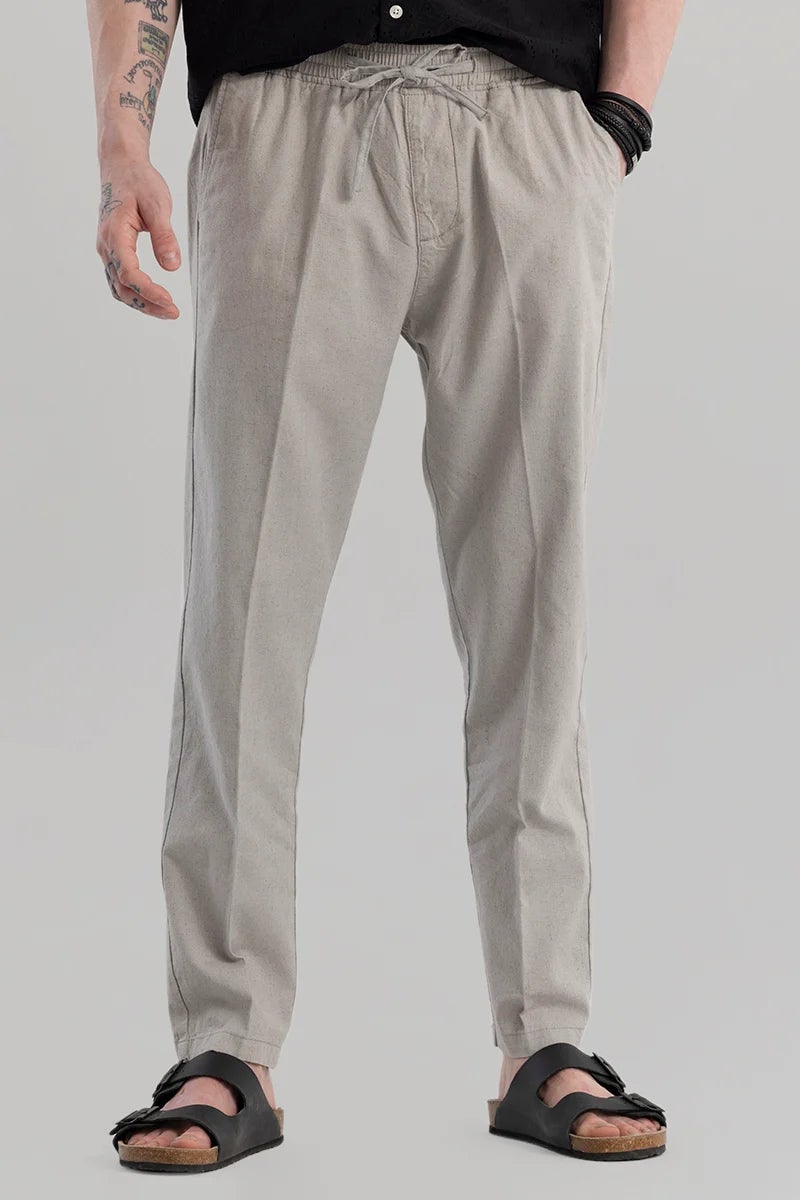 SNITCH Wafty Grey Linen Trousers - Image 1